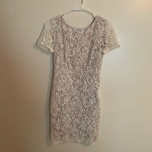 FOREVER 21 - White, Lace Body Con Dress Low Back